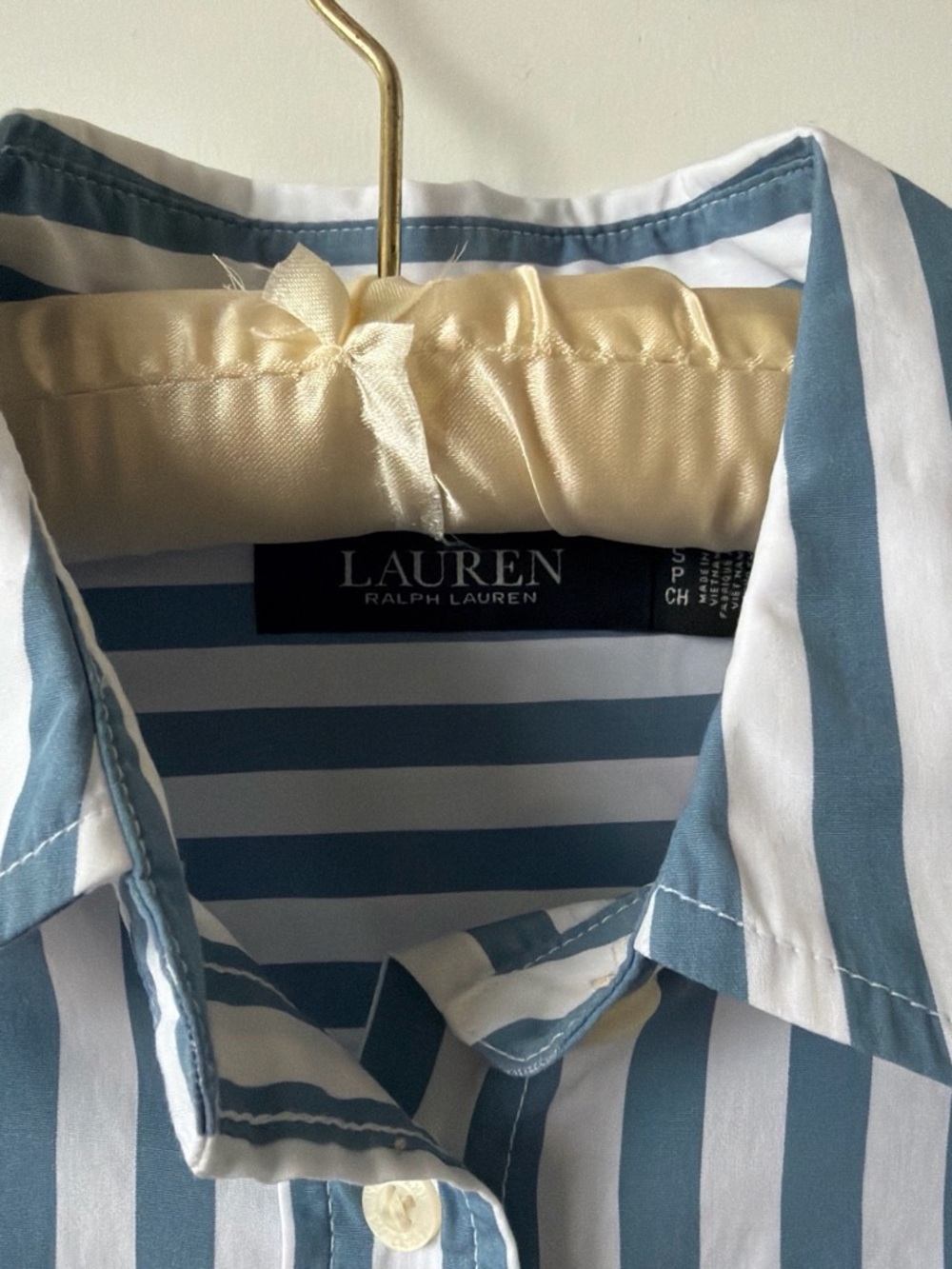 Ralph Lauren Blue & White Striped Monogram Button Down - Picture 6 of 7